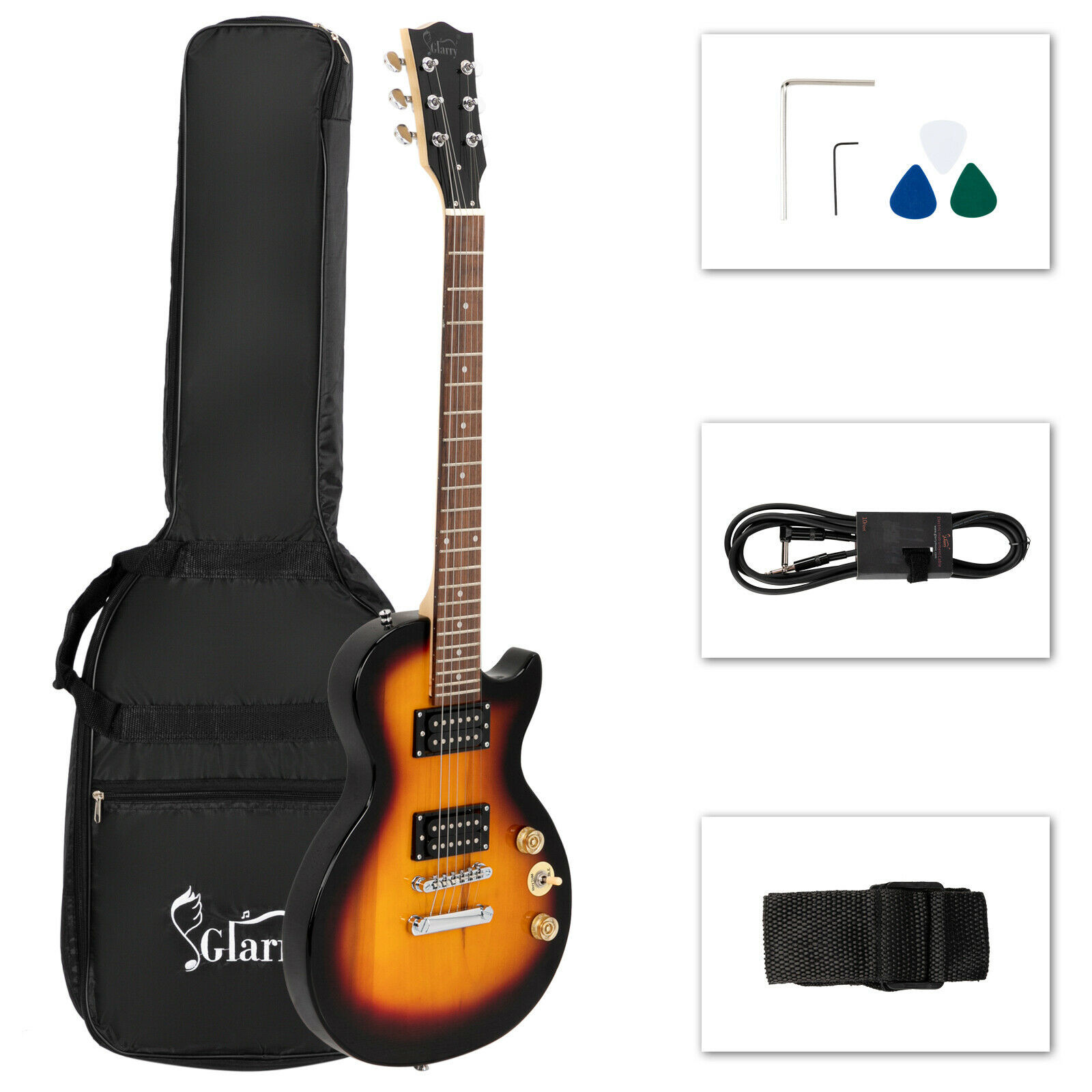 39″Solid Basswood Electric Guitar HH Pickups Laurel Fingerboard W/Bag Strap Pick