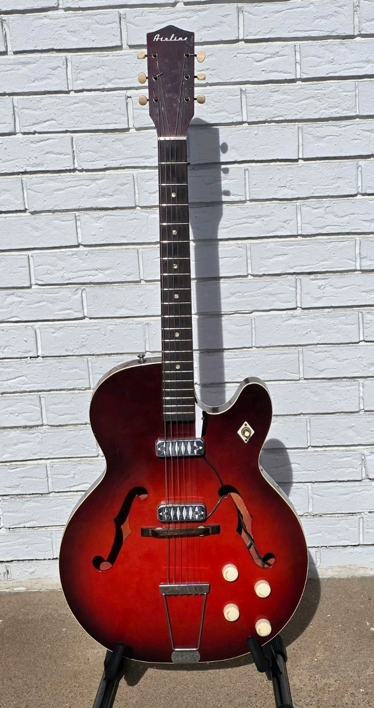 1964 Airline H54 Hollow-Body Electric Guitar w/Bag! -LL