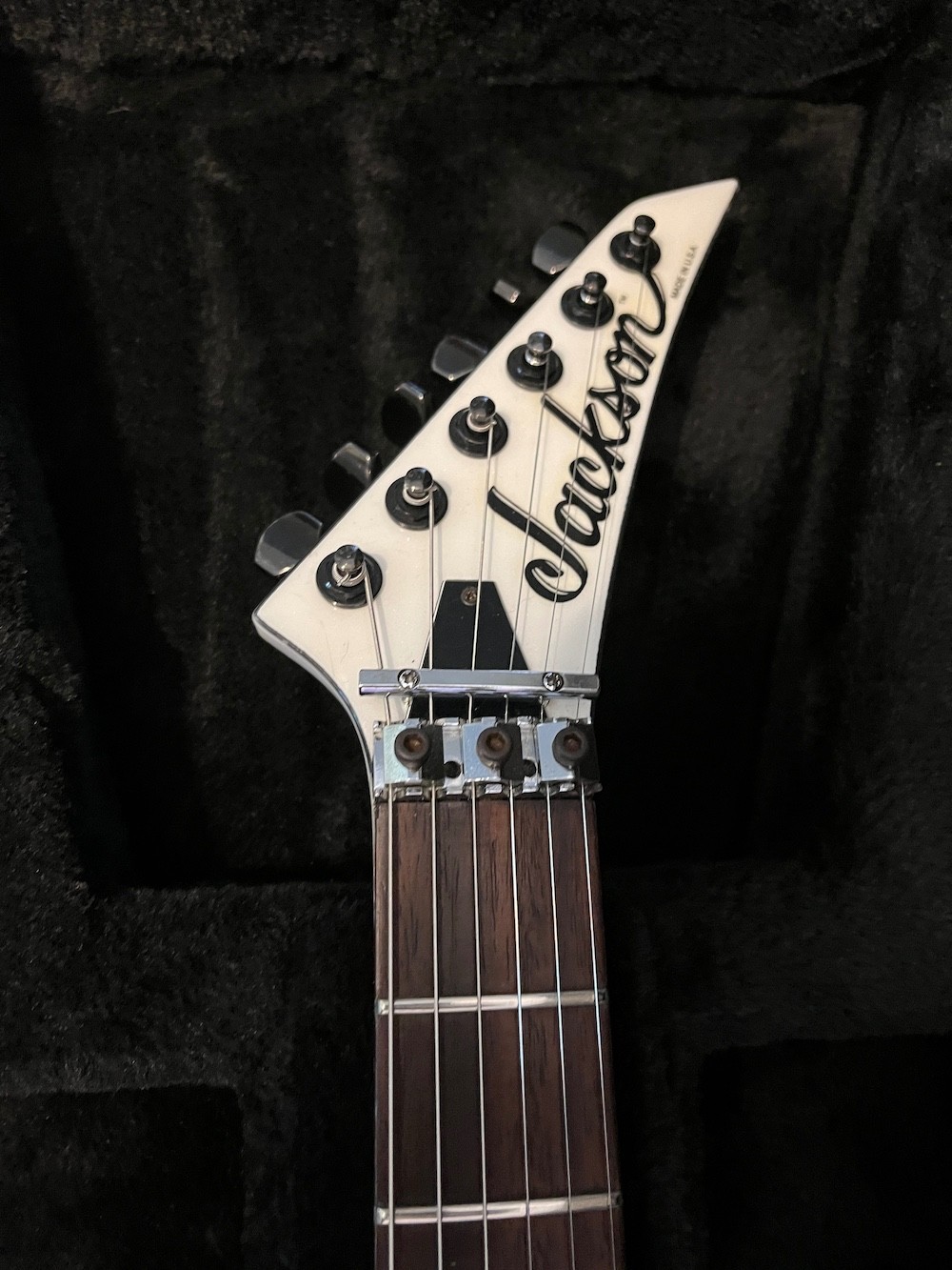 1986 Jackson USA Soloist Platinum Pearl Guitar W/Zebra Stripes W/Case