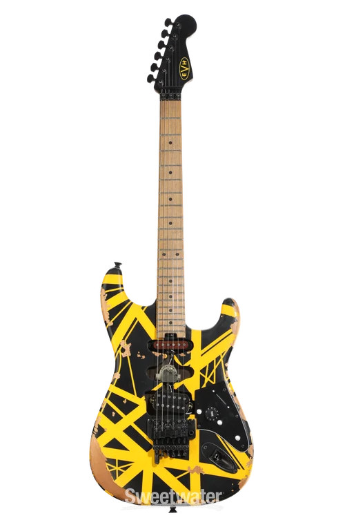 EVH Striped Series Frankenstein Frankie Electric Guitar – Black with Yellow