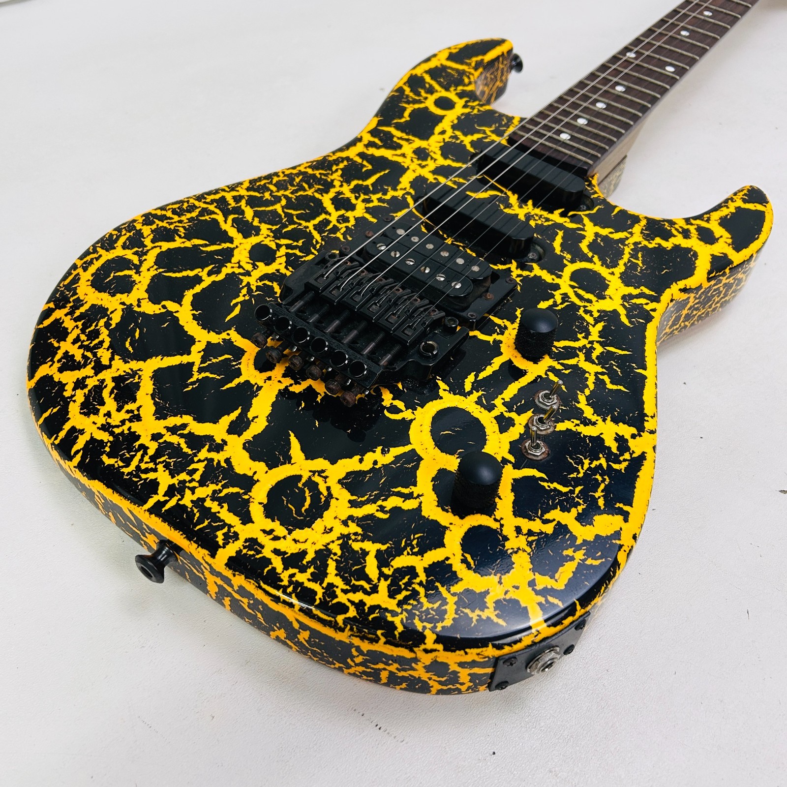 BC Rich ST3 Gold/Orange Crackle on Black Electric Guitar Made in USA w/ Hardcase