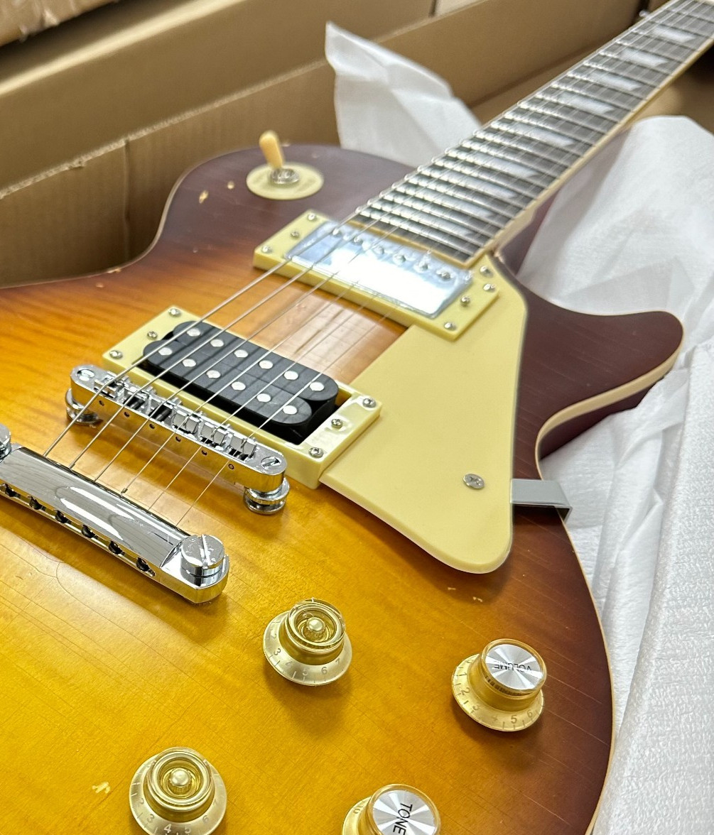 Sunburst LP Style Electric Guitar Rosewood Fingerboard Chrome Part