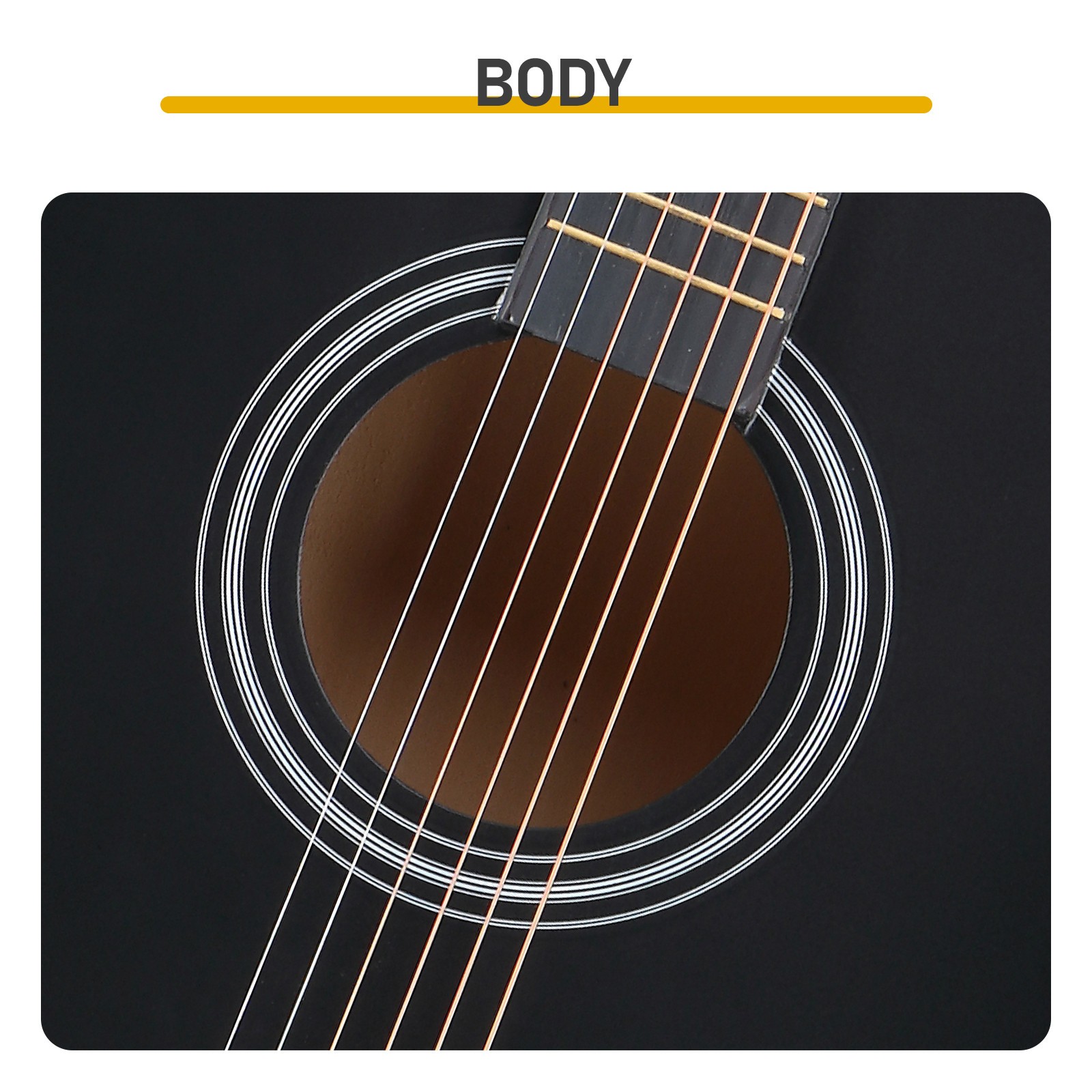 41″ Black Barrel-shaped Cutaway Acoustic Folk Guitar 6 Strings w/Bag Strap Tuner