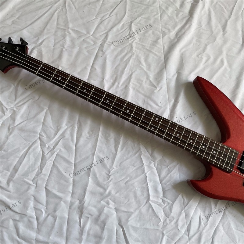 Solid Electric Bass Guitar Rosewood Fretboard 4 Strings Metallic Red Fast Ship