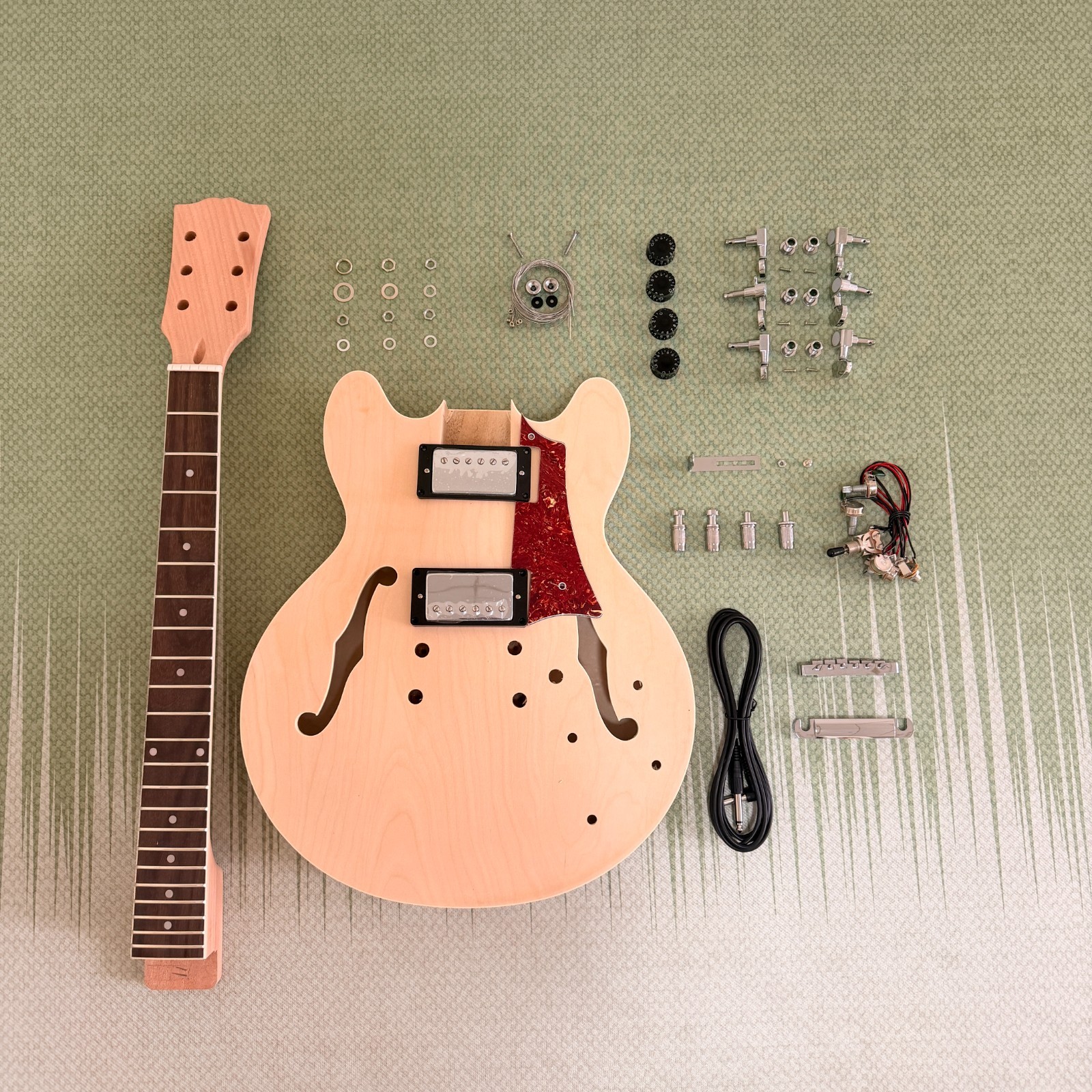 Unfinished 6-string 339 Semi-Hollow Jazz Electric Guitar DIY Kit CR part set in