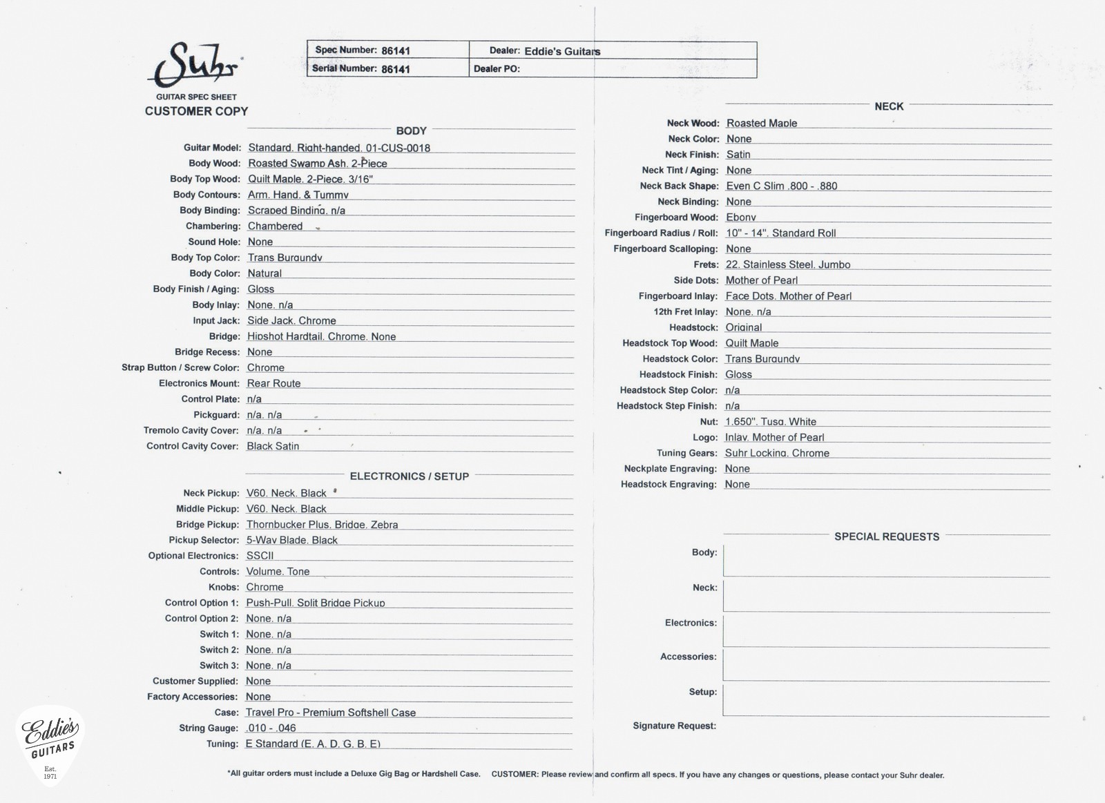 Suhr Standard Roasted – Trans Burgundy