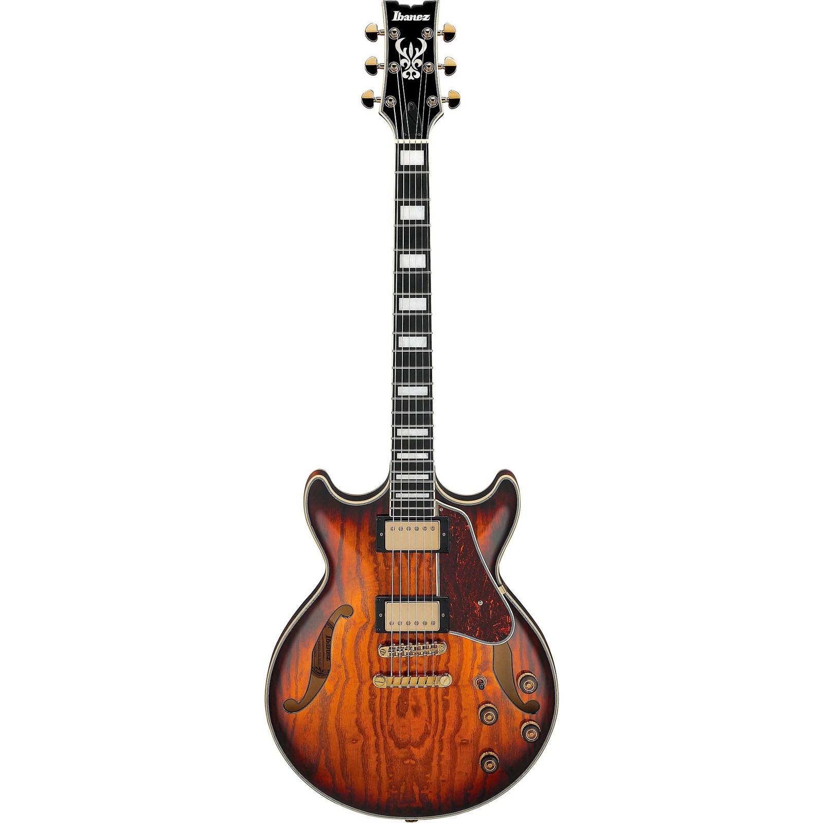 Ibanez AM93QA Artcore Exp S-H Electric Guitar, Ebony, Vintage Violin High Gloss