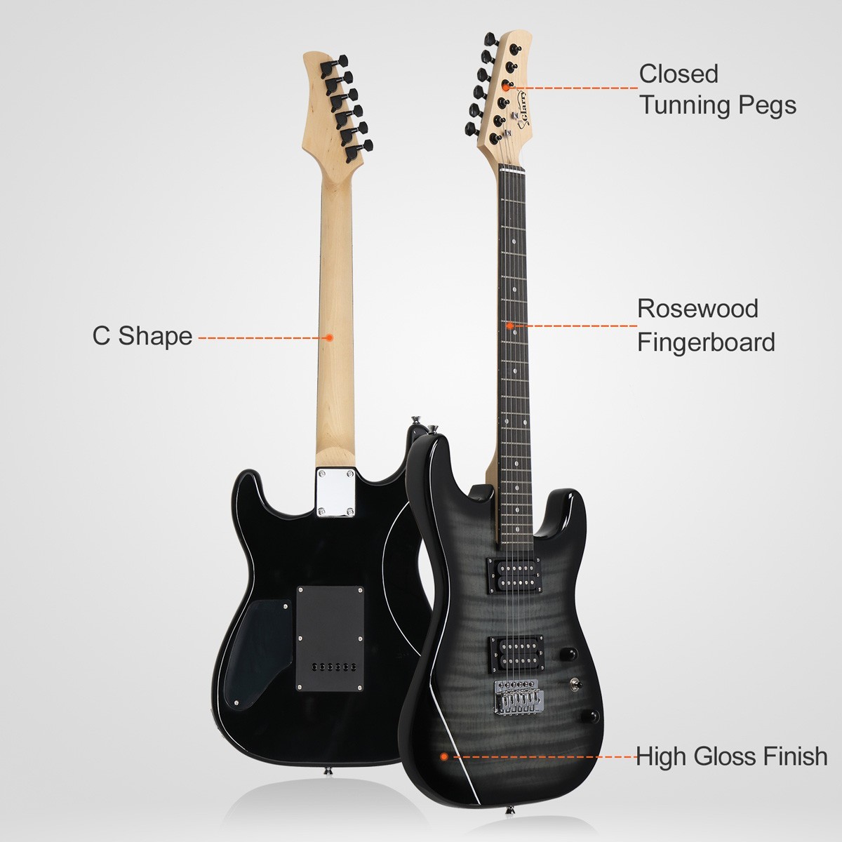 Glarry Full-Size Electric Guitar Starter Package with 20-Watt Amp and Accessorie