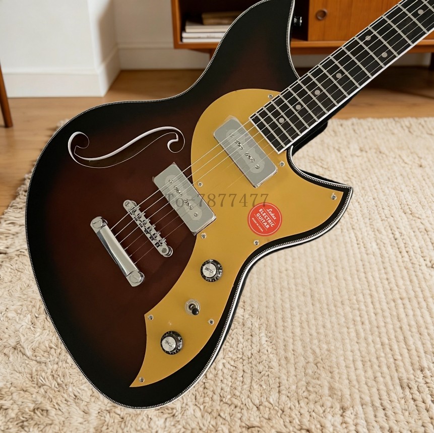 F Hole Semi-Hollow Electric Guitar HH Pickups Chrome Hardware Rosewood Fretboard