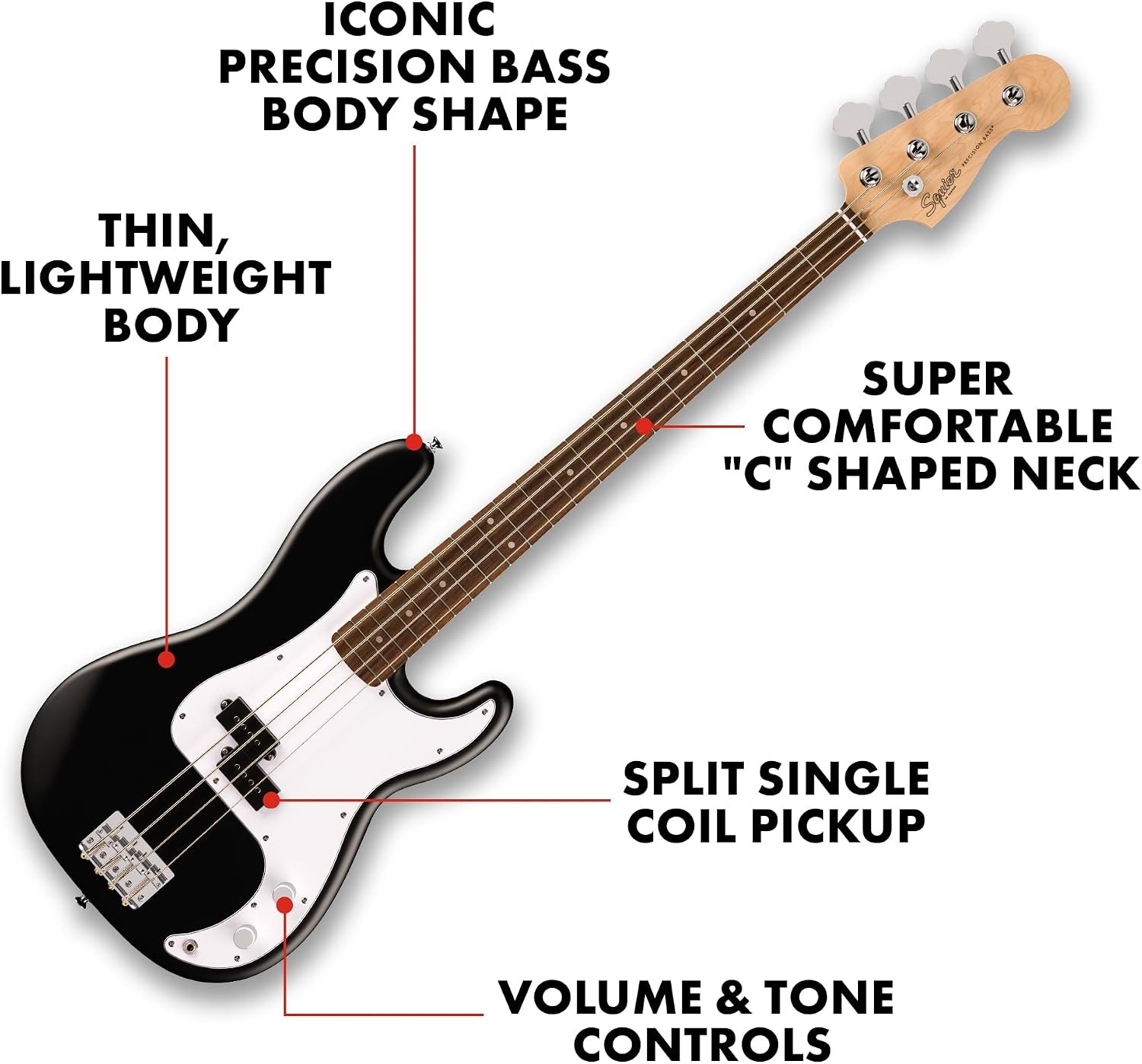 Fender Squier Precision Bass Guitar Black