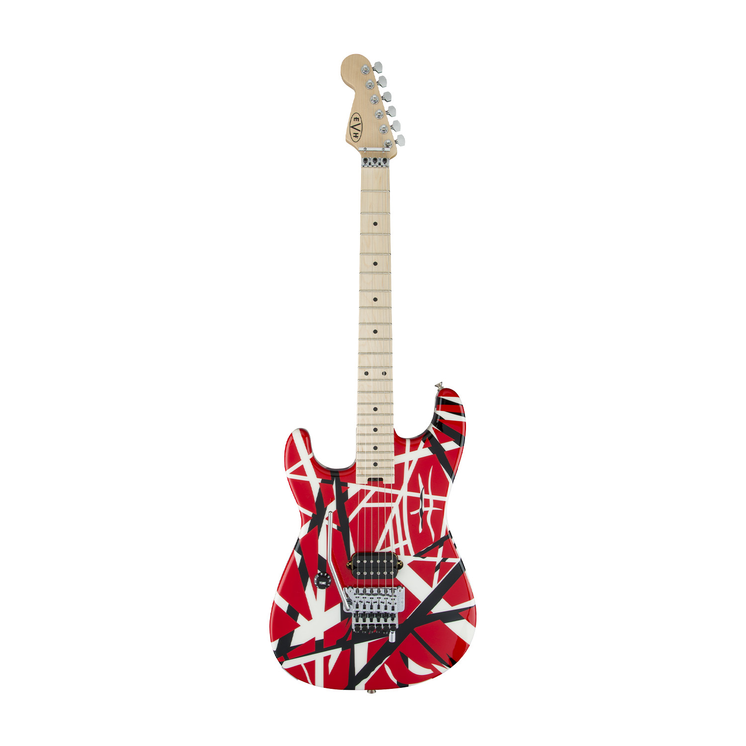 EVH Striped Series Left Handed Maple – Red Black and White Stripes