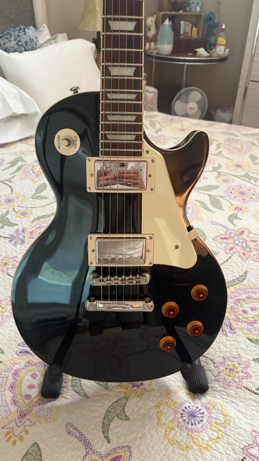 2009 Epiphone Les Paul Standard Ebony Black Electric Guitar w/ Grovers & Gig Bag