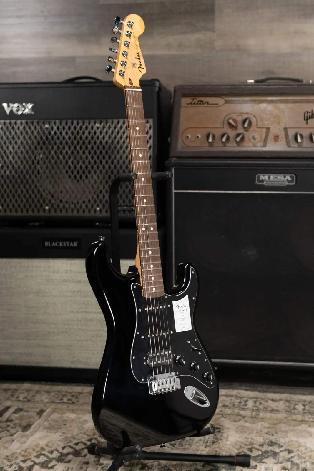 Fender Standard Stratocaster HSS Electric Guitar – Black