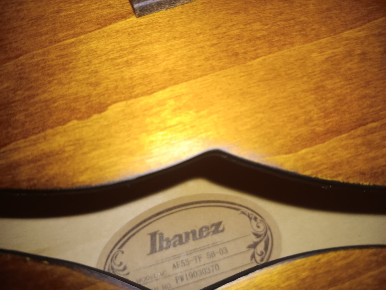 Ibanez Artcore AF55 Hollowbody Electric Guitar – Tobacco Flat