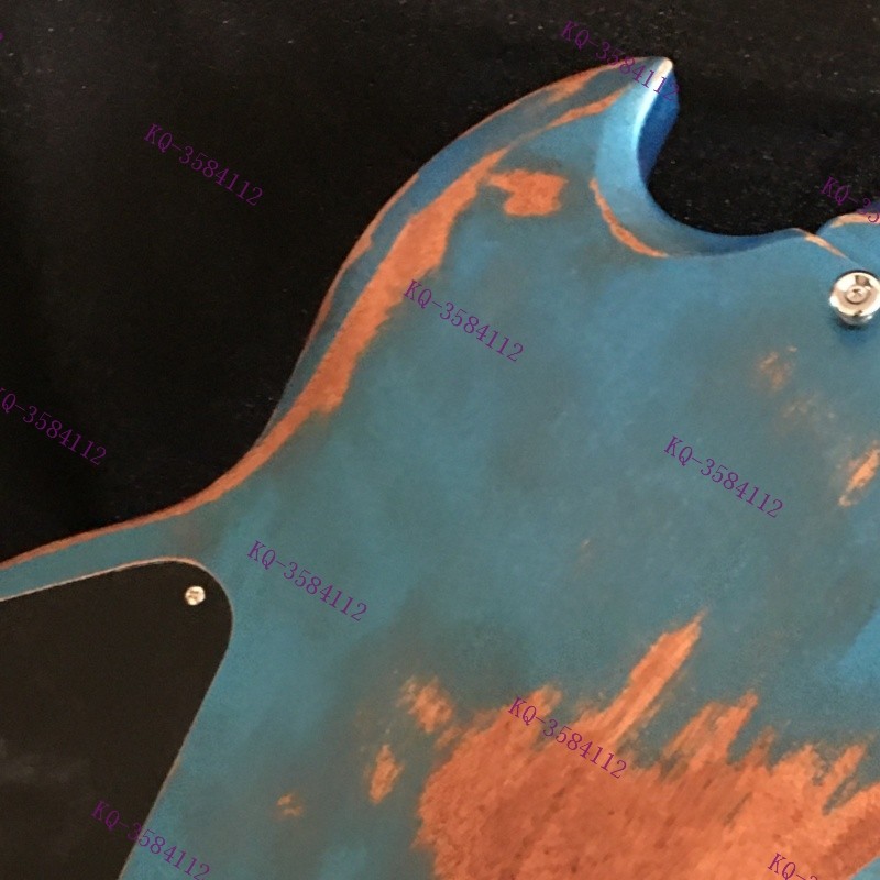 Solid Electric Guitar Stainless Rounded Fret Edge Bone Nut Heavy Aged Blue US
