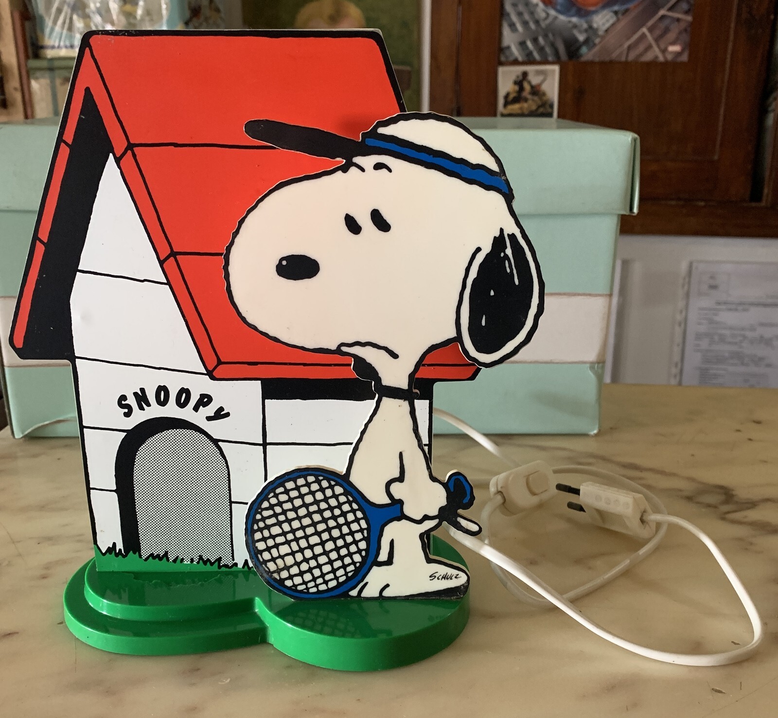 VINTAGE ORIGINAL plastic lamp ABAT JOUR SNOOPY schulz NUOVA LINEA ZERO ITALY