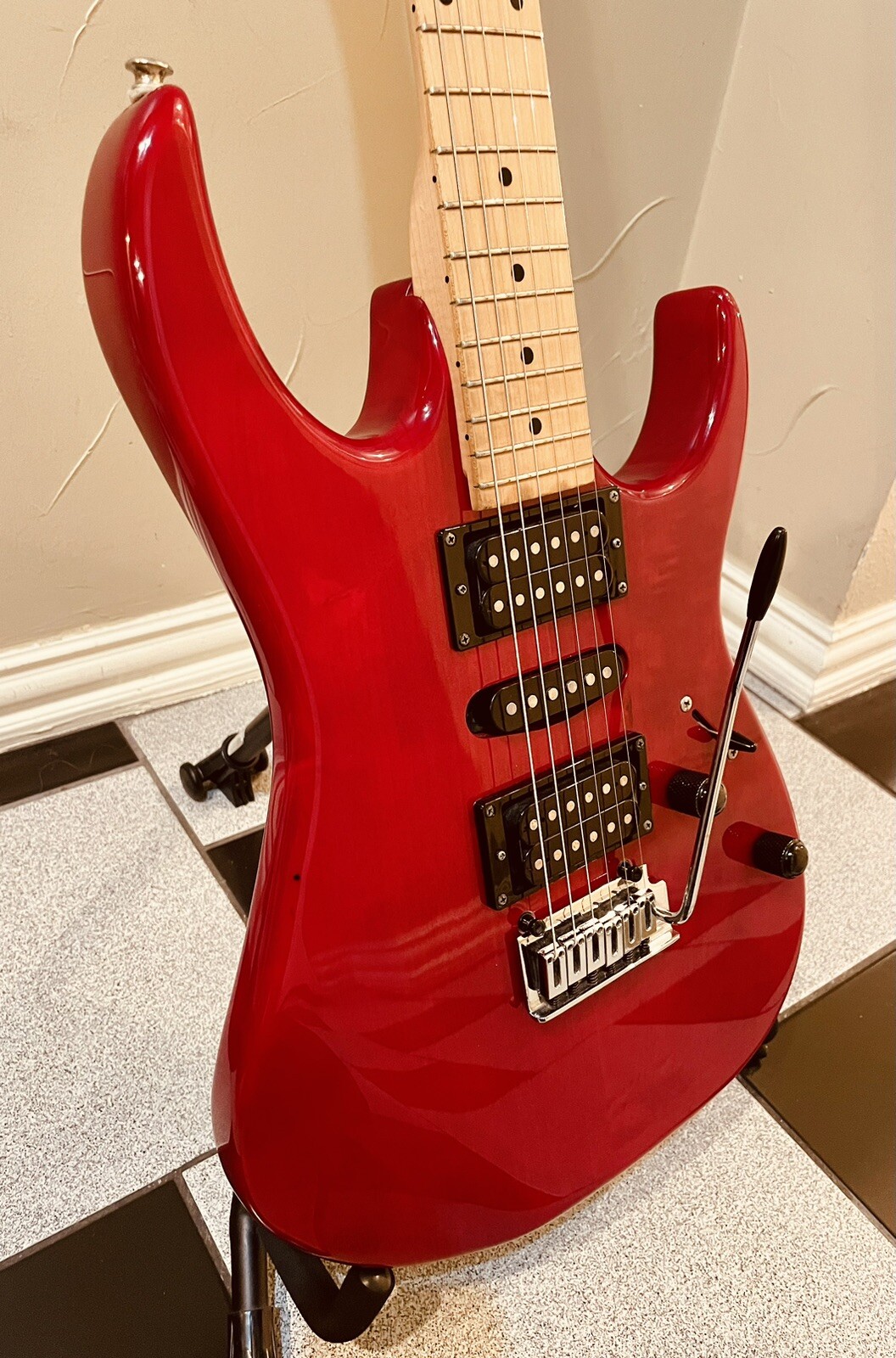 1993 Ibanez XT 170 Super Strat Guitar HSH Maple Body Trans Red Grover Tuners