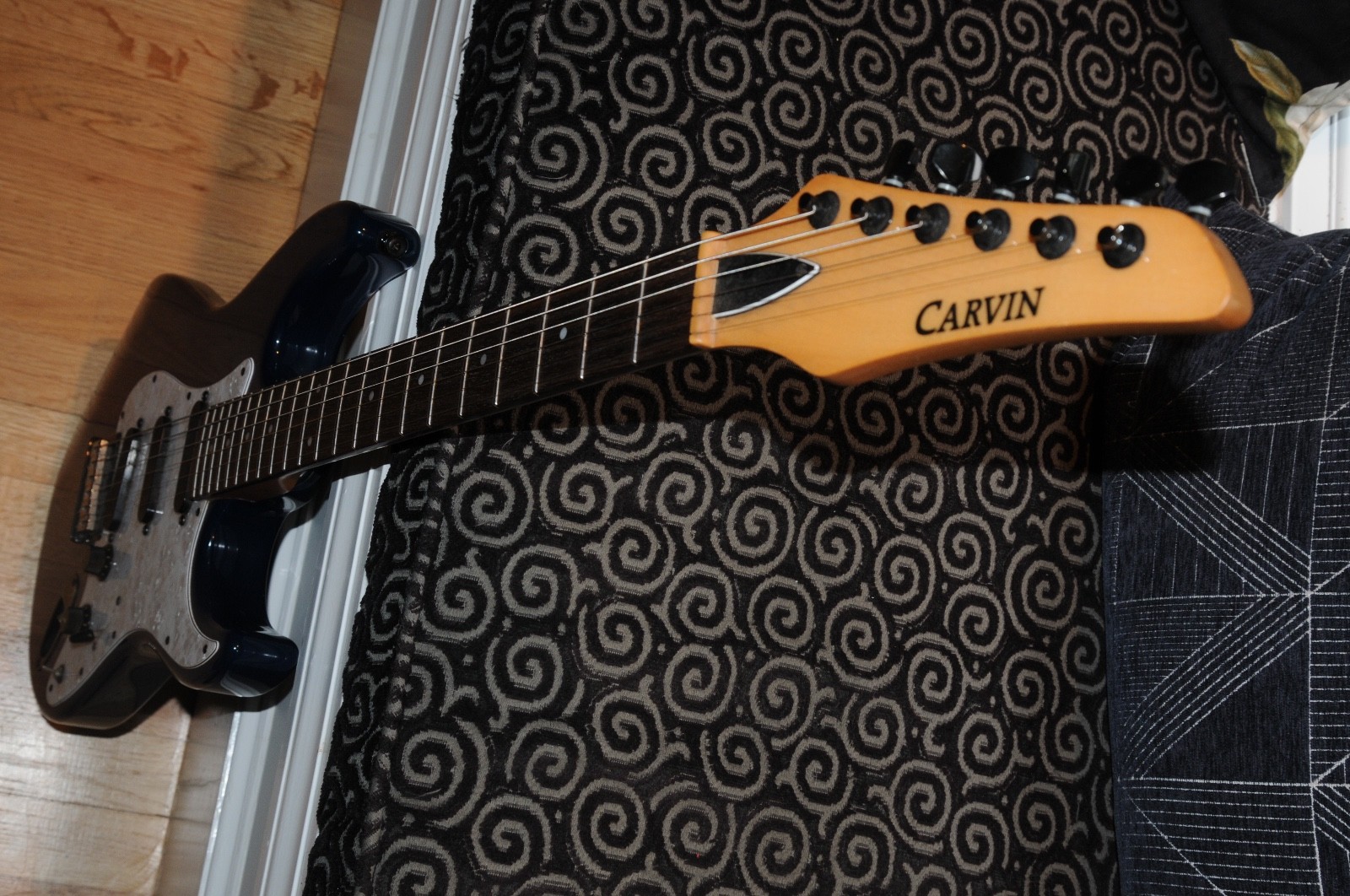 Carvin USA Bolt Strat Style Electric Guitar Translucent Blue Pearloid Pick Guard