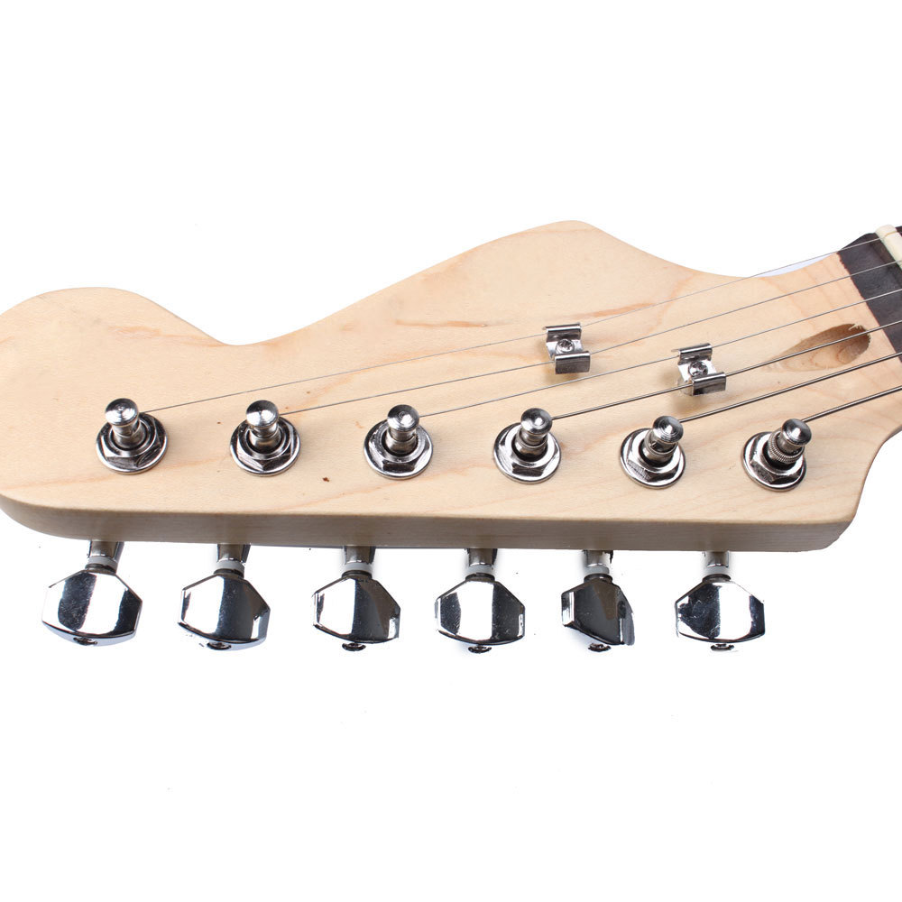 US Black &White Fingerboard ST Electric Guitar With Accessories &Bag Tremolo Arm
