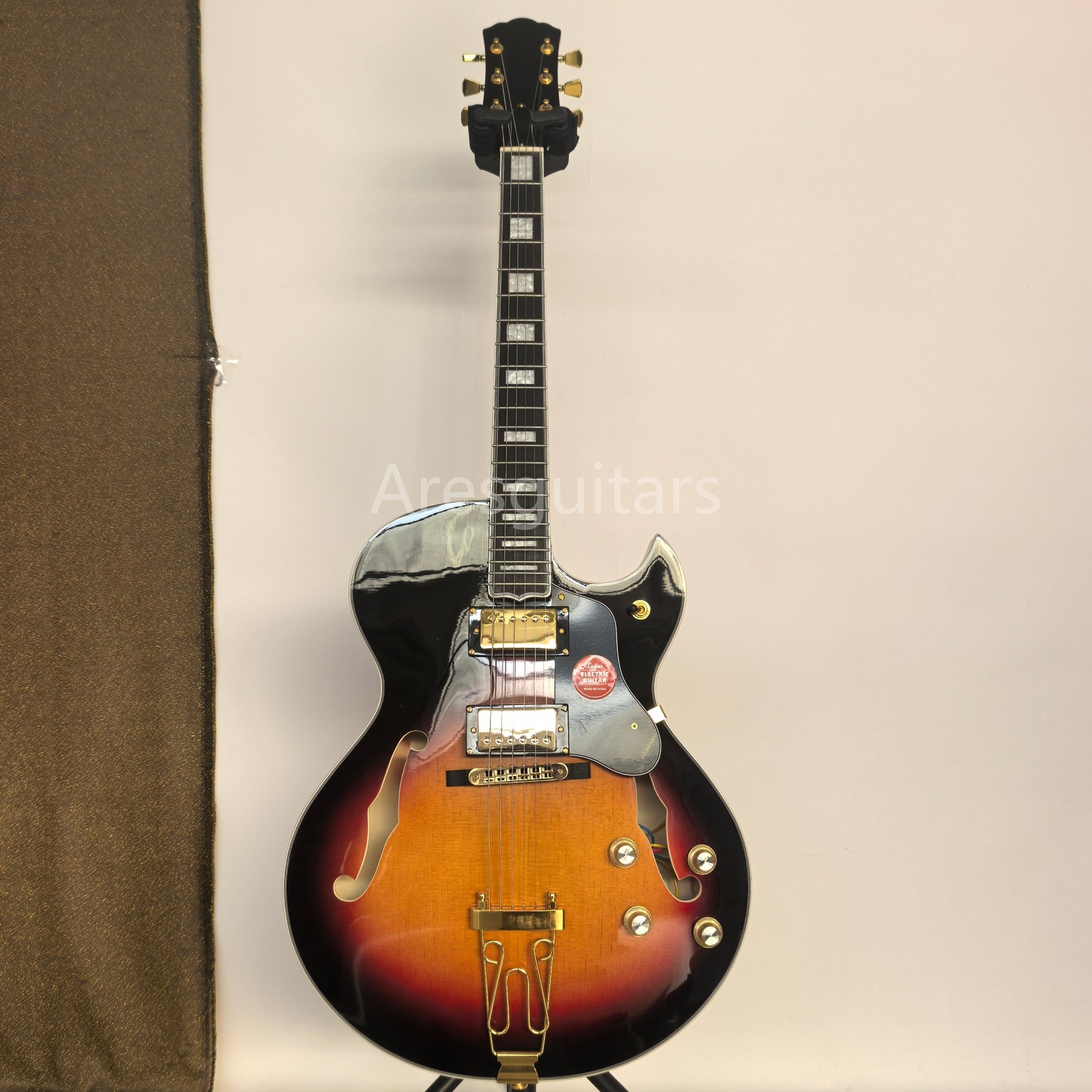 Byrdland Hollow Electric Guitar Spruce Top Bone Nut HH Pickups 596mm Sunburst