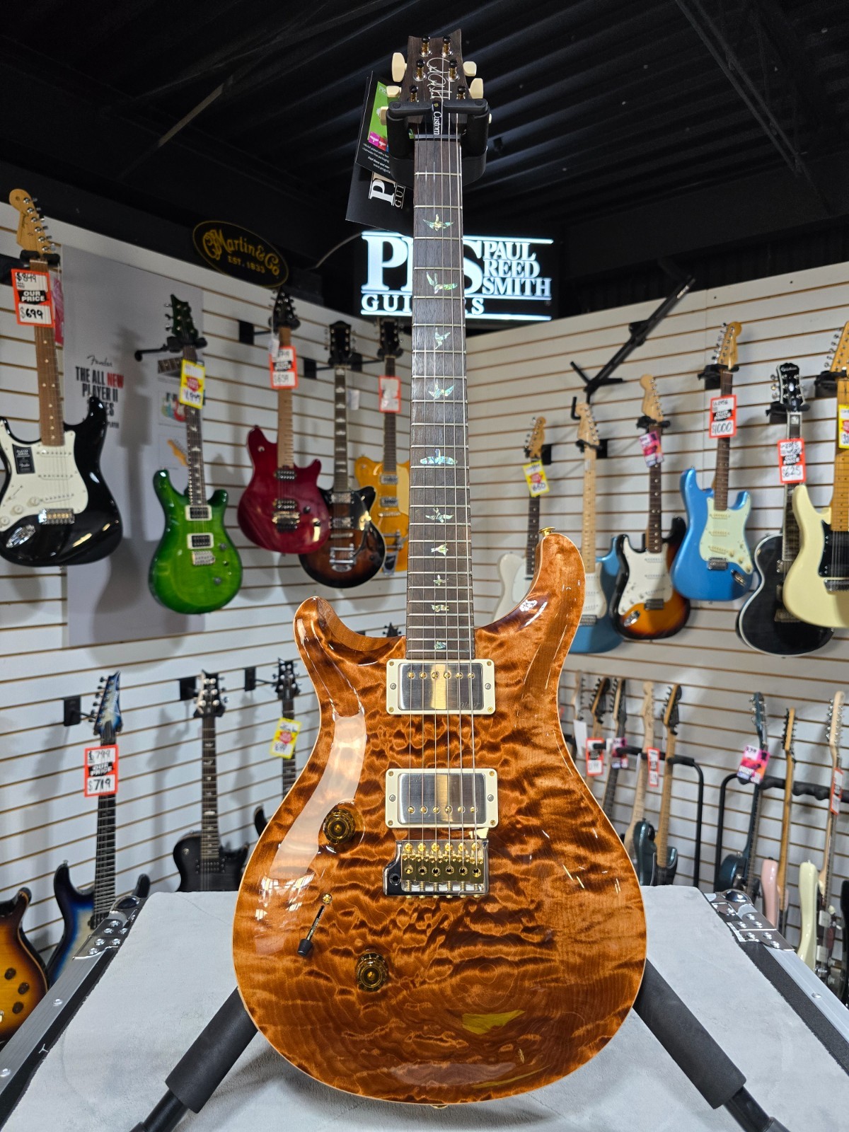 PRS Wood library, 10-Top, Custom 24 Left Handed- Copperhead w/OHSC & PLEK*D #597