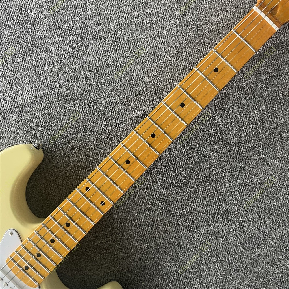 Solid Electric Guitar Stainless Rounded Fret Tremolo Bridge SSS Pickup Cream