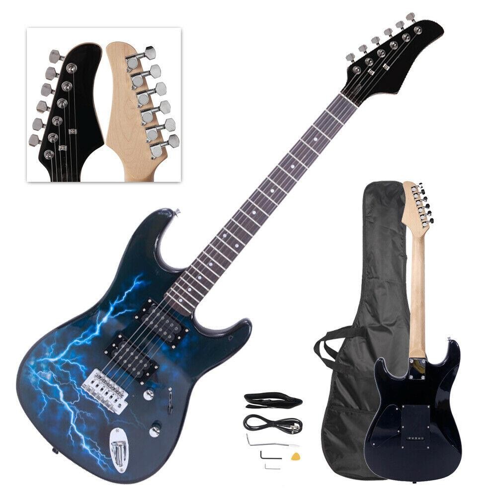 New Lightning Style Black GST Electric Guitar +Strap+Cord+Gigbag+Picks
