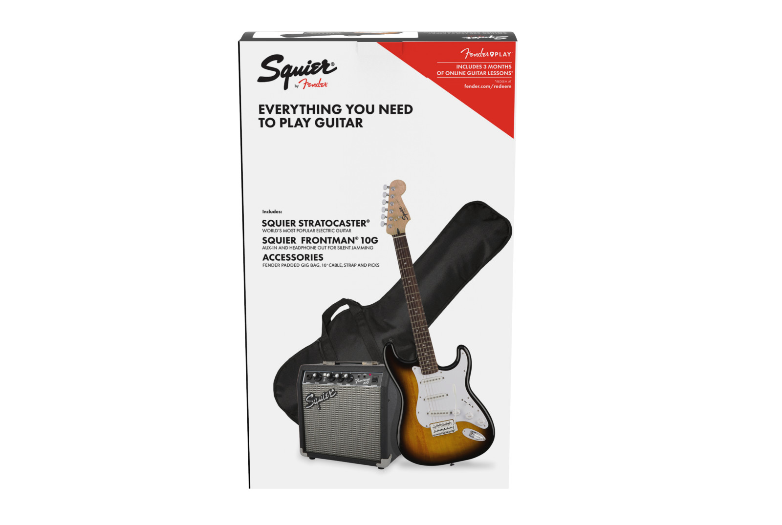 Fender Squier Strat Electric Guitar Package with Frontman Amp/Gig Bag/Strap