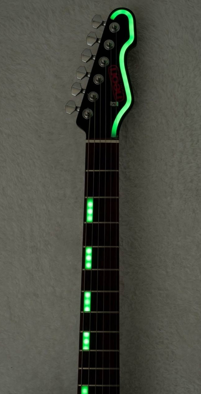 GrassRoots G-THROBBER-Neon Black Green Neon Electric Guitar From Japan