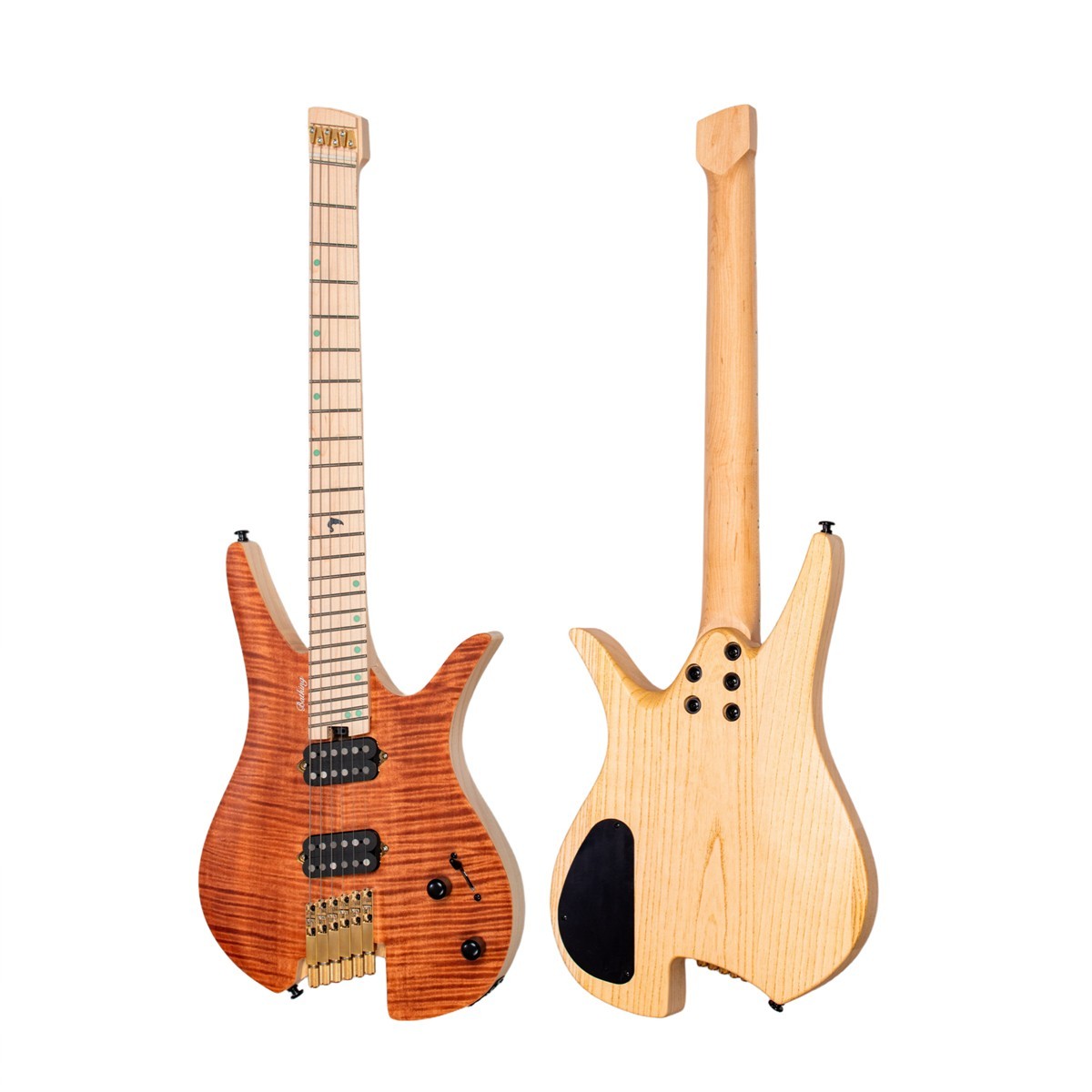 Batking Electric Headless 6 Stringed Multiscale Guitar luminous Inlays W/Bag