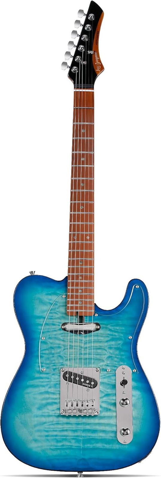 Leo Jaymz TL Electric Guitar Blue Ocean Maple Top Mahogany Alnico V Tuners