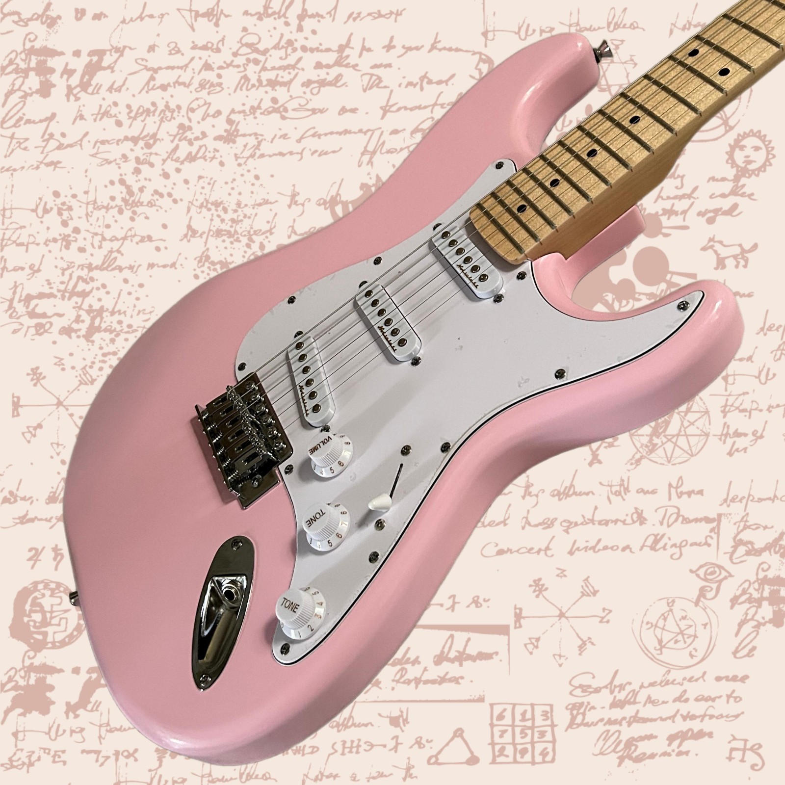 ST Electric Guitar Pink Color Mahogany Body 22 Frets Maple Fretboard