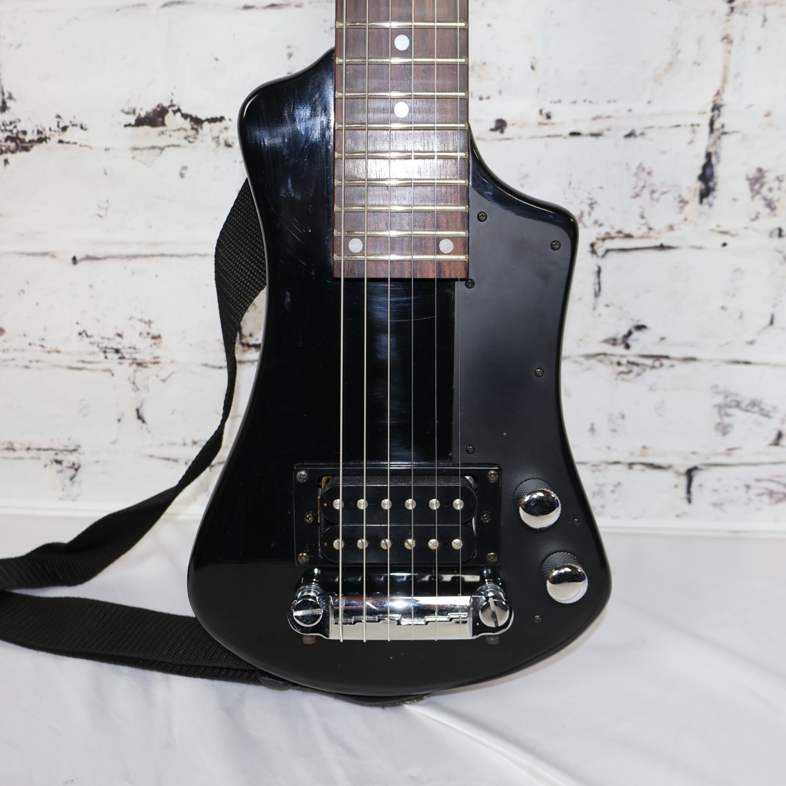 Brownsville Mini Electric Travel Guitar with Strap & Case