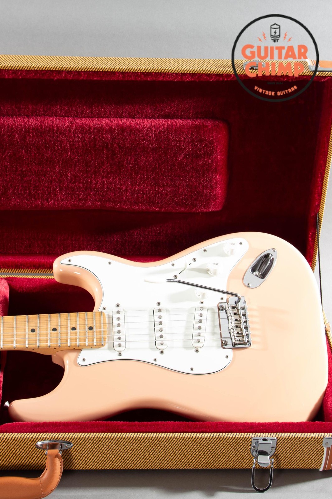 2021 Fender MIJ Japan Hybrid II Stratocaster Flamingo Pink w/ Tweed HSC
