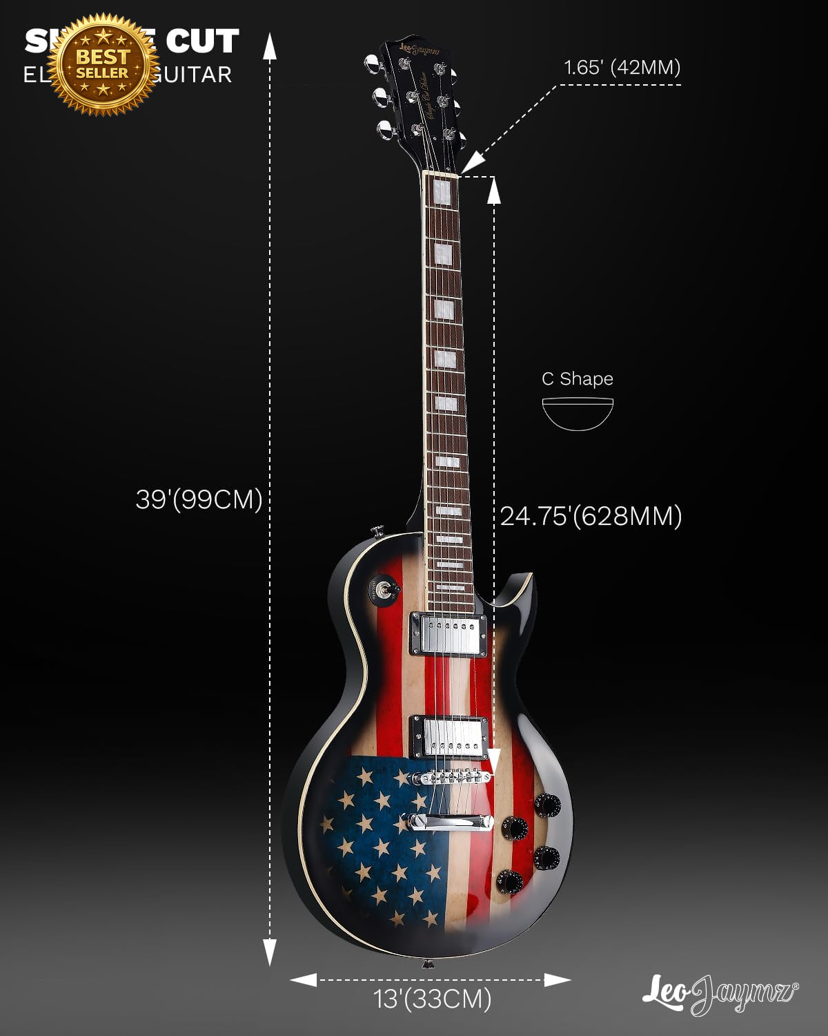 SC Series Electric Guitar Mahogany Body Dual Humbuckers Laurel Board US Flag