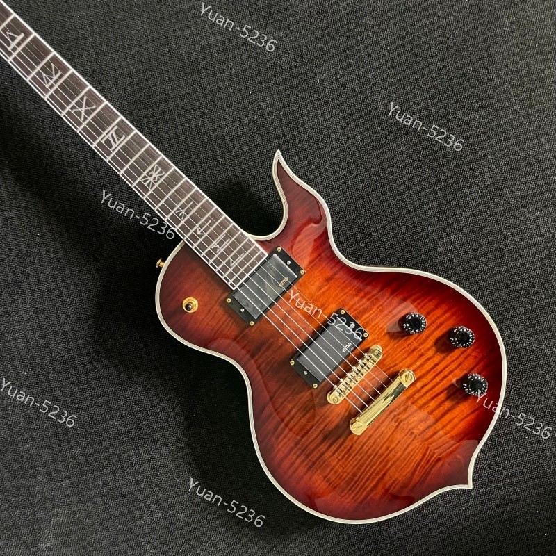Solid Body Electric Guitar Tobacco Sunburst Stainless Rounded Frets H-H Pickups