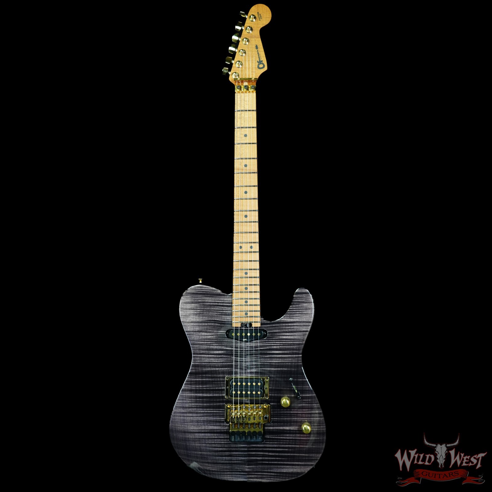 Charvel Custom Shop LTD Style 2 HS Floyd Rose Flame Maple top Trans Black 8.35