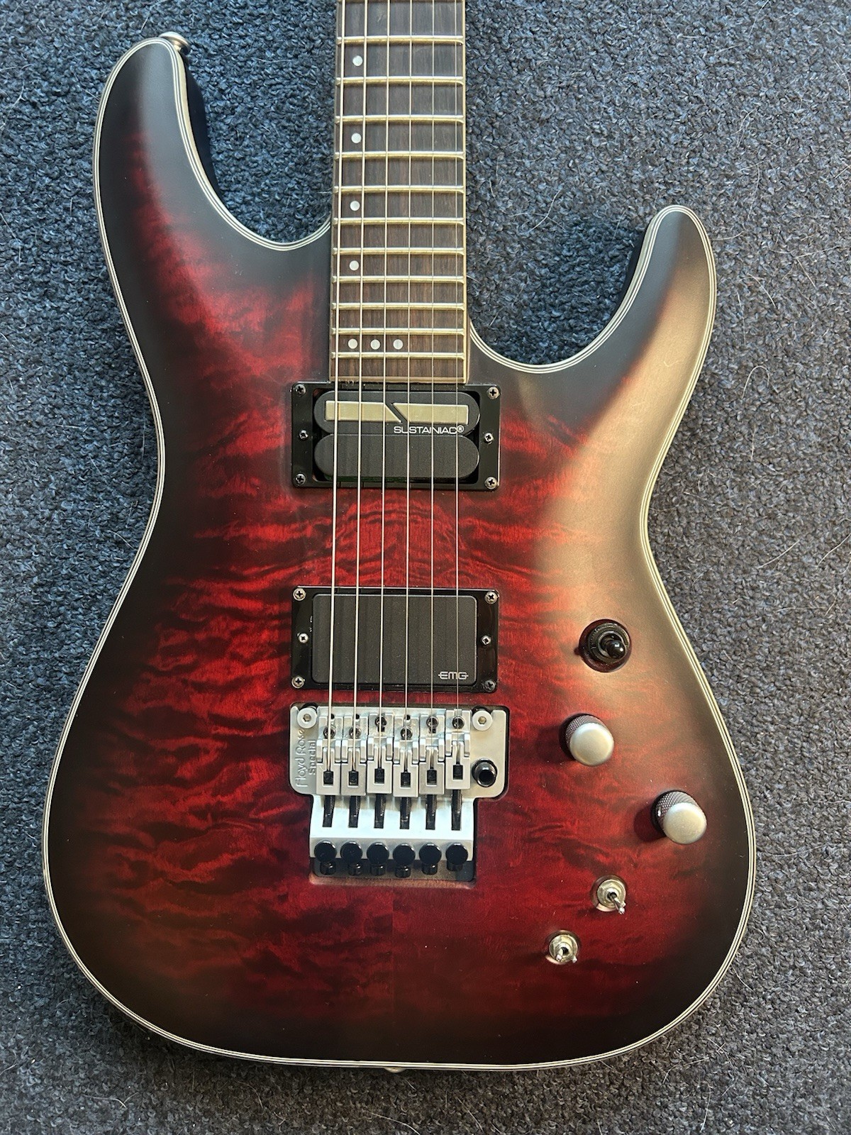 Schecter C-1 Platinum FR-S Electric Guitar Crimson Red Burst w/ Hardshell Case!