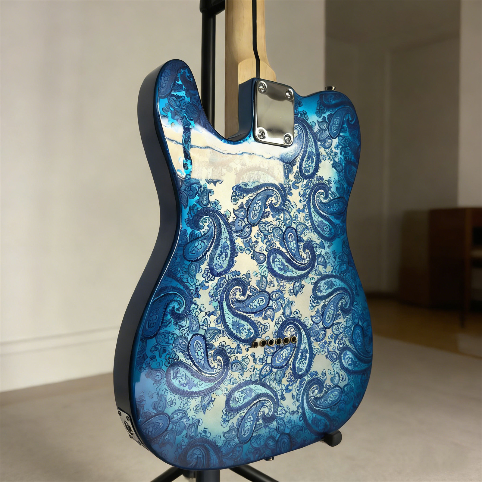 Blue Paisley TL Electric Guitar Maple Fretboard&Neck S-S Pickups Fixed Bridge