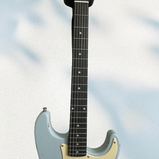 Light Blue Vintage Electric Guitar 6 String Chrome Part 3S Pickups Tremolo