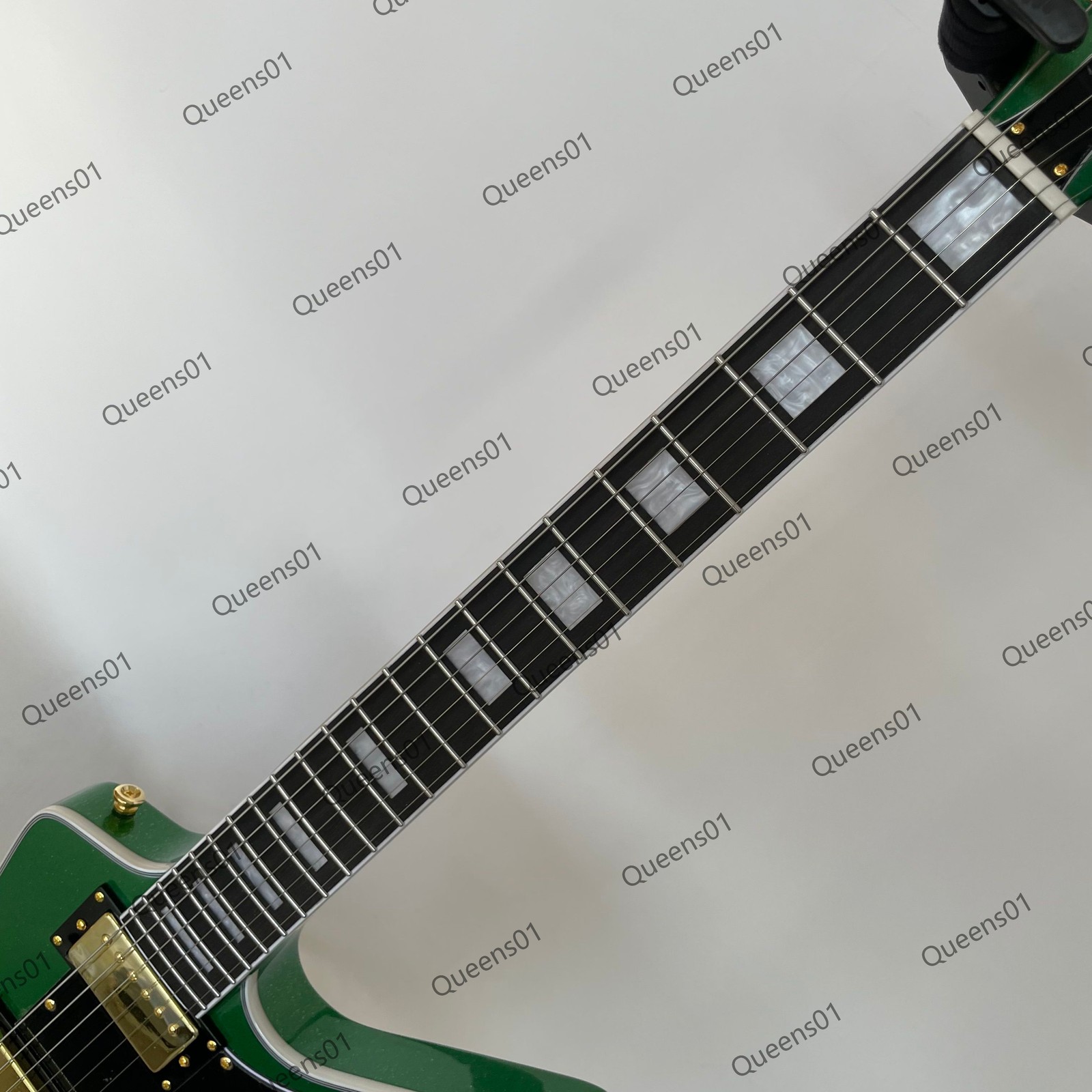 New Electric Guitar Stainless Rounded Fret Edge Black Pickguard Metallic Green
