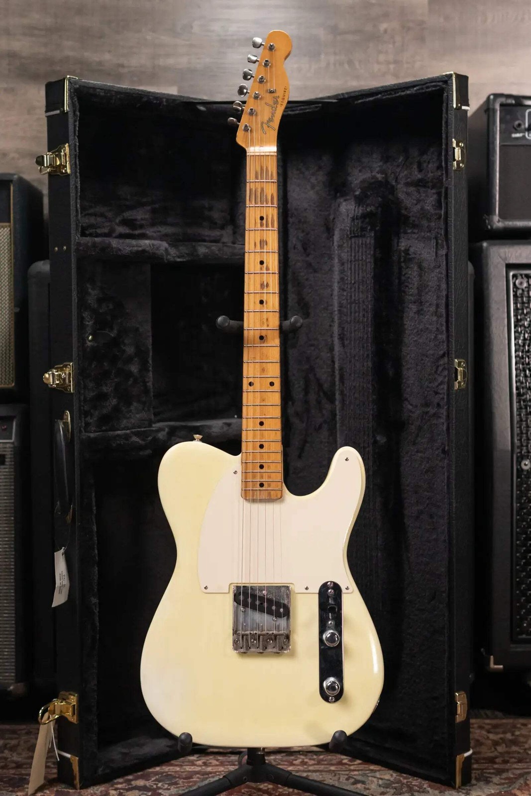 Fender 1956 Esquire Electric Guitar – Refinished Yellow with Hardshell Case – Us