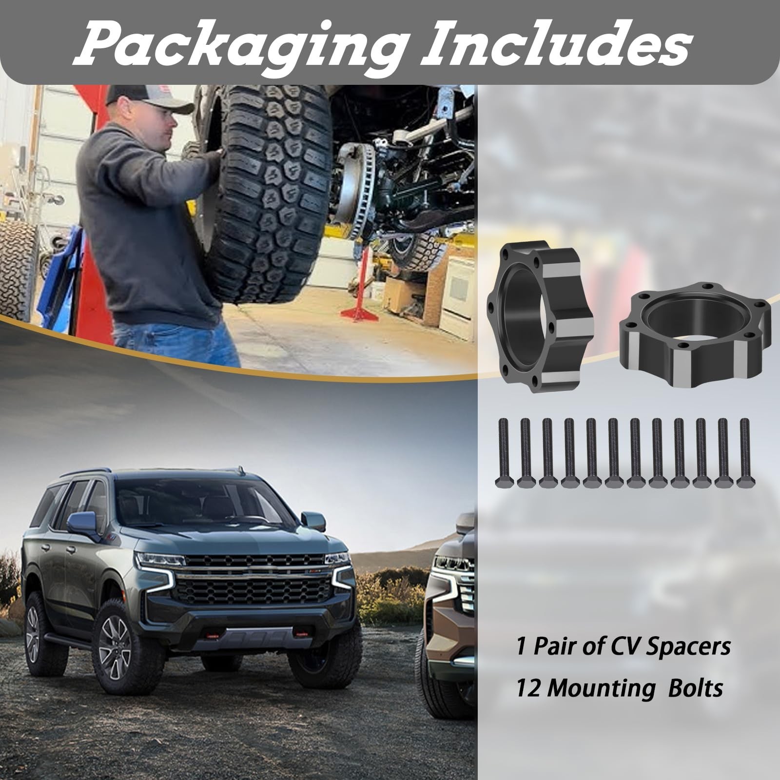 CV Spacers with Hardware Compatible with 99-16 Chevrolet GMC 1500 Pickups,00-…