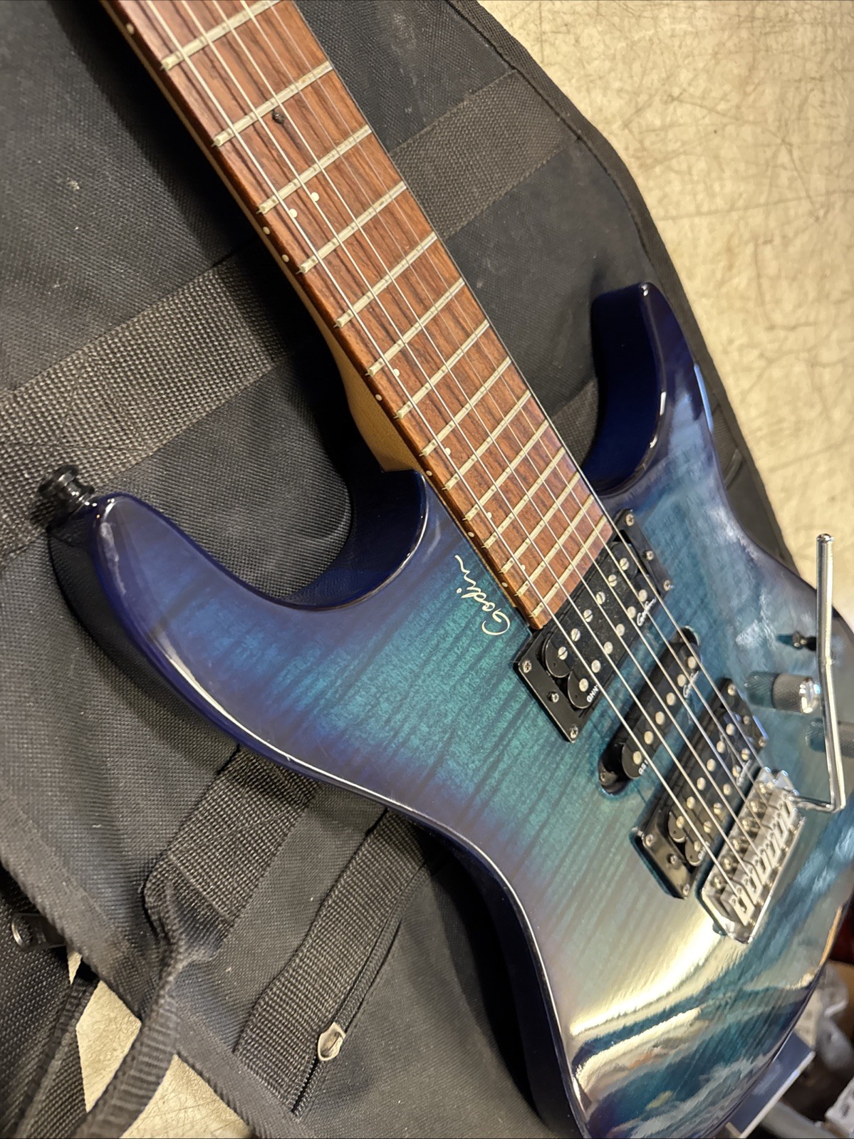 Godin Freeway Classic Electric Guitar Blue Flame Top USA & Canada HSH Nice!