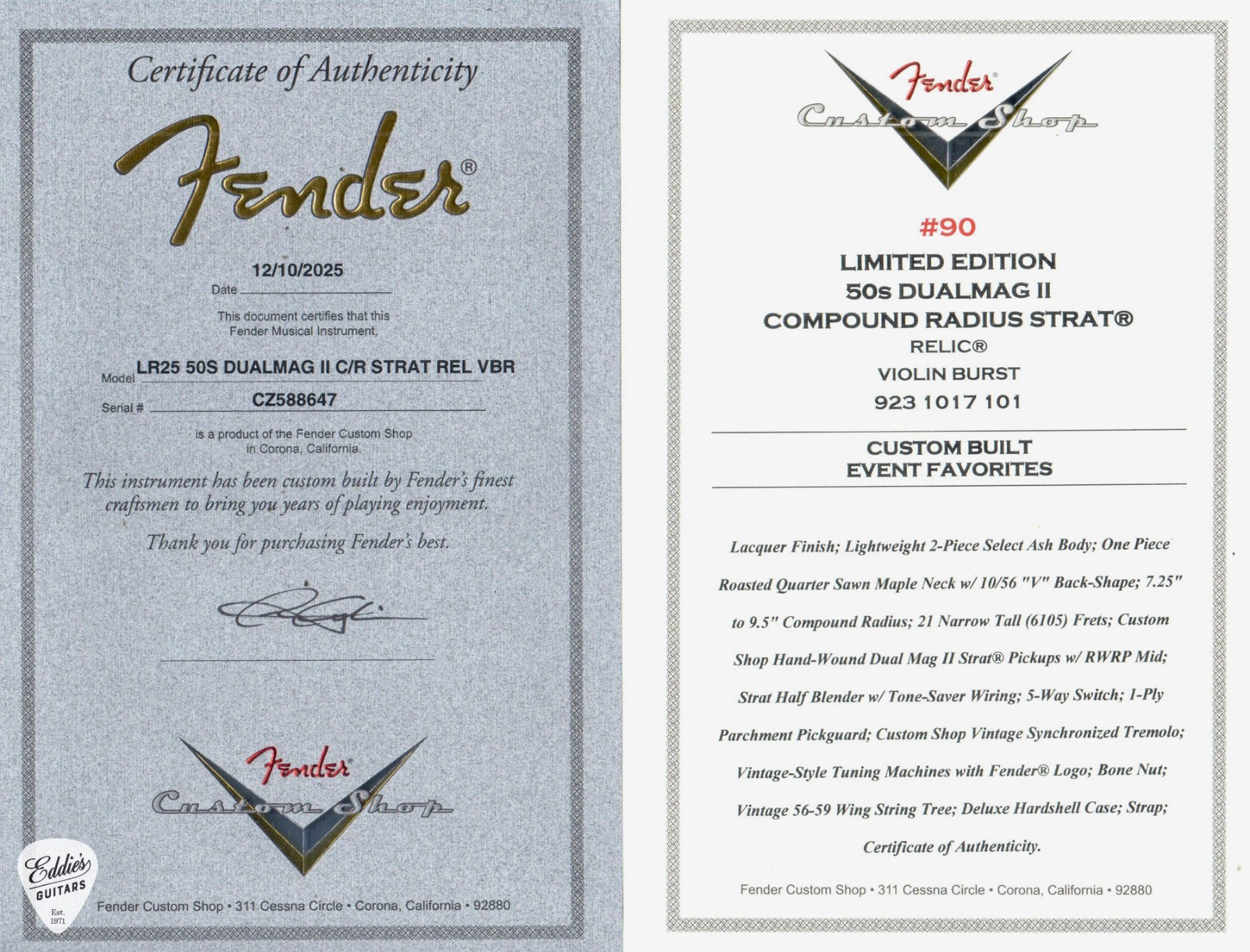 Fender Custom Shop Limited Edition 50s Dualmag Stratocaster Relic – Violin Burst
