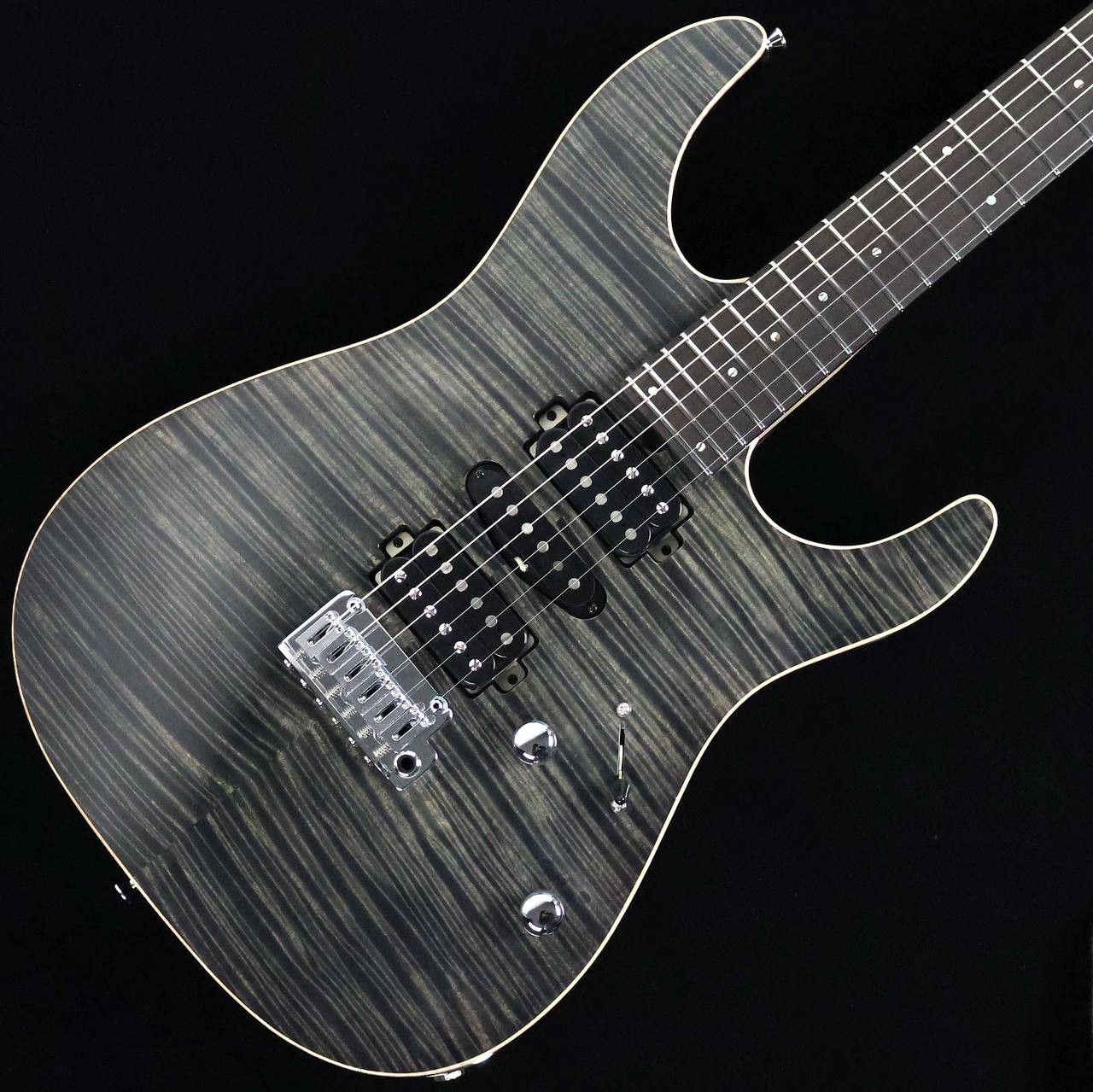 T’s Guitars DST-Pro24 Flame Top Trans Black 4A-5A Flamed Maple Used