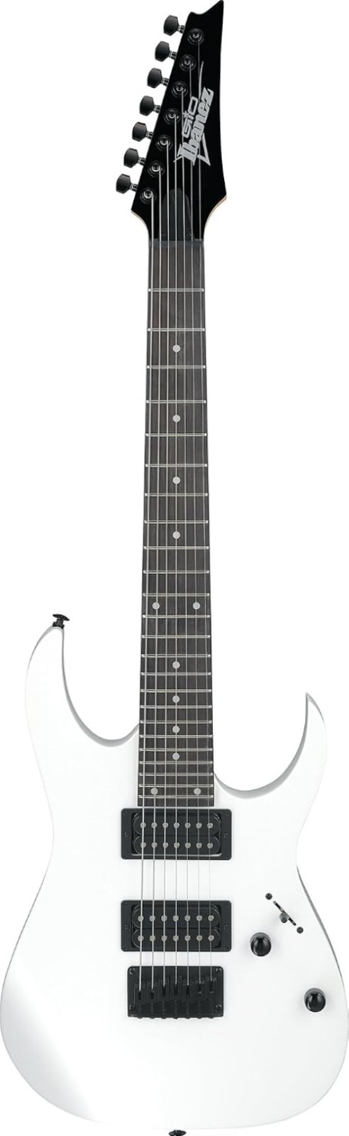 RG Gio 7-String Electric Guitar – White Bundle with Gig Bag, Tuner, Strap, In…